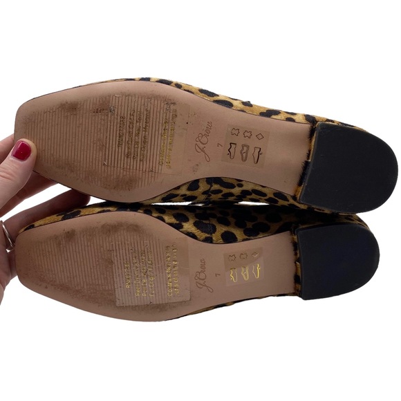 J. Crew Flats Sally Women's Calf Hair Leather Leopard Button Casual Size 7 - Picture 9 of 11